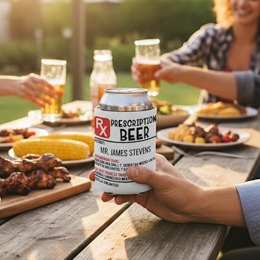 Funny Beer Prescription Persoonlijke naam Blikjeskoeler