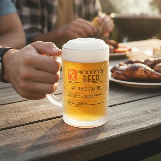 Funny Beer Prescription Persoonlijke naam Matglas Bierpul