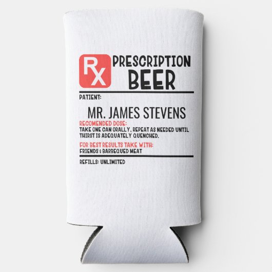 Funny Beer Prescription Persoonlijke naam Seltzer Blikjeskoeler (Voorkant)
