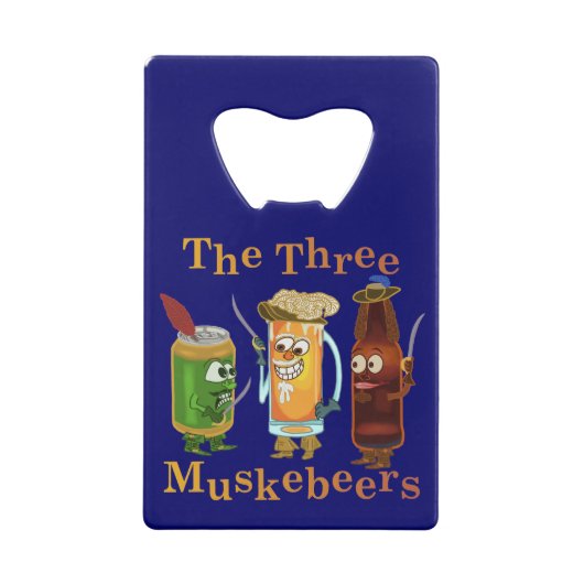 Funny Beer Pun Three Muskebeers Creditkaart Flessenopener (Achterkant)