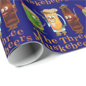 Funny Beer Pun Three Muskebeers Humoureus Cadeaupapier (Rol Hoek)