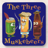 Funny Beer Pun Three Muskebeers Humoureus Drankjes Onderzetter (Voorkant)