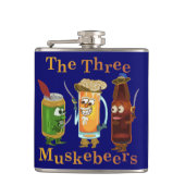 Funny Beer Pun Three Muskebeers Humoureus Heupfles (Voorkant)