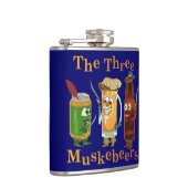 Funny Beer Pun Three Muskebeers Humoureus Heupfles (Rechts)