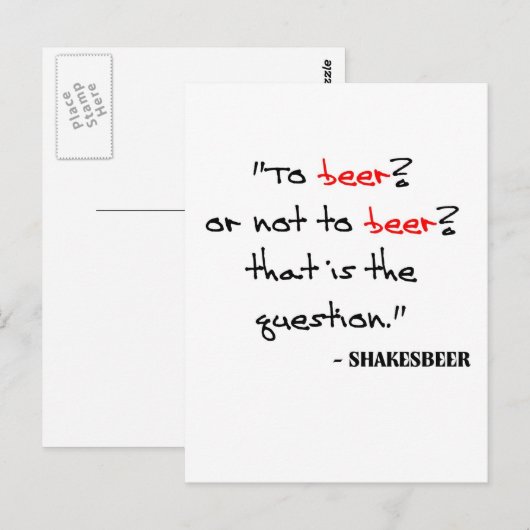 Funny Beer Quote Briefkaart (Voorkant / Achterkant)