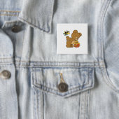 Funny Beer Sneaking Honey Vierkante Button 5,1 Cm (In situ)