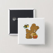 Funny Beer Sneaking Honey Vierkante Button 5,1 Cm (Voorkant /achterkant)