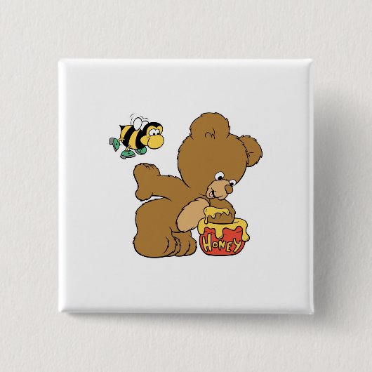 Funny Beer Sneaking Honey Vierkante Button 5,1 Cm (Voorkant)