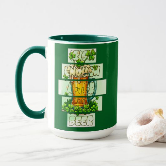 Funny Beer St Patrick’s Day Shirt – caneca Mok (Met donut)