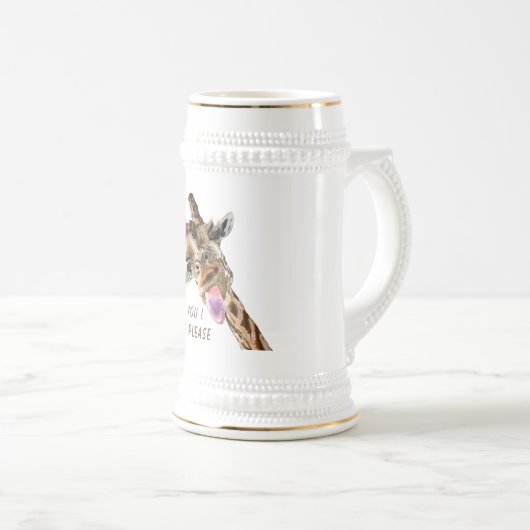 Funny Beer Stein met Speelse Giraffe - Smile Bierpul (Voorkant rechts)