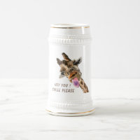 Funny Beer Stein met Speelse Giraffe - Smile
