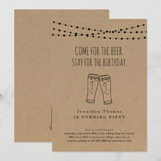 Funny Beer Theme Birthday Uitnodiging (Voorkant / Achterkant)