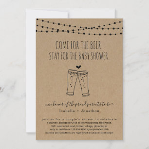 Funny Beer Theme Couple's Baby shower Invitation Kaart