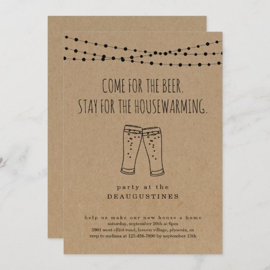 Funny Beer Theme Housewarming Uitnodiging (Voorkant / Achterkant)