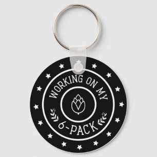 Funny Beer werkt aan mijn Sleutelhanger met zes st
