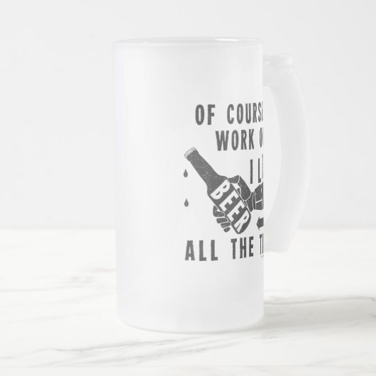 Funny Beer werkt uit Humor in zwart Matglas Bierpul (Voorkant rechts)