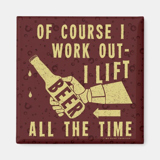 Funny Beer werkt uit Humor met bruine puinbellen Magneet (Voorkant)