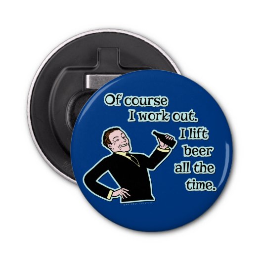 Funny Beer werkt uit Humor Retro Button Flesopener (Voorkant)