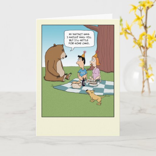 Funny Beer wil Birthday Cake Kaart (Gele Bloem)