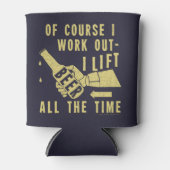 Funny Beer Work Out Humor op blauw Blikjeskoeler (Voorkant)