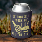 Funny Beer Work Out Humor op blauw Blikjeskoeler