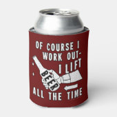 Funny Beer Work Out Humor op rood Blikjeskoeler (Blikje Voorkant)