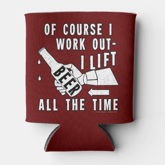 Funny Beer Work Out Humor op rood Blikjeskoeler (Voorkant)