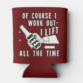 Funny Beer Work Out Humor op rood Blikjeskoeler (Achterkant)