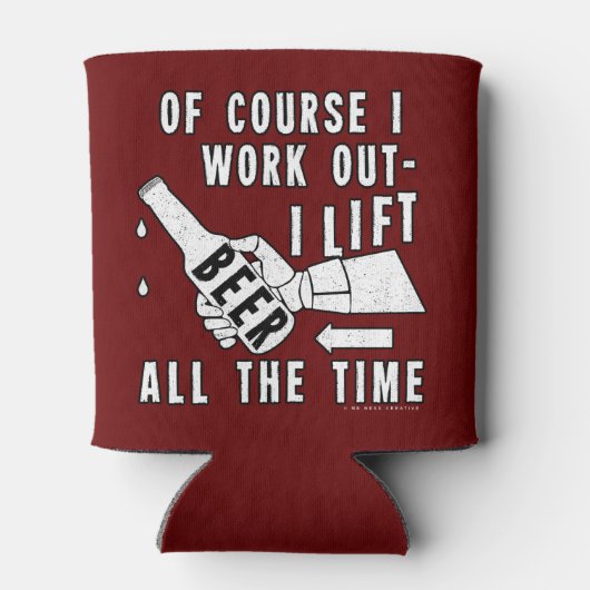Funny Beer Work Out Humor op rood Blikjeskoeler (Achterkant)