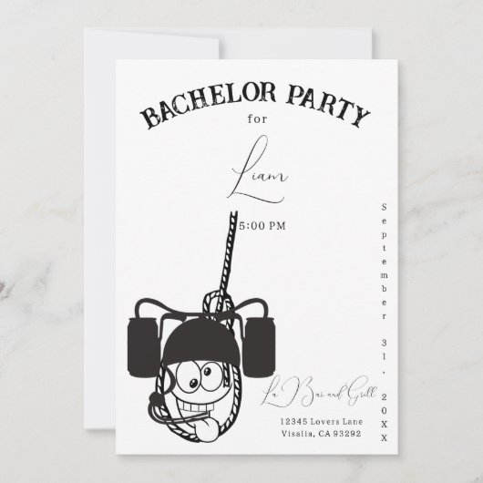 Funny Beer Zwart en Wit Vrijgezellenuitnodiging Kaart (Voorkant)