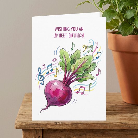 Funny Beetroot Up Beat Personalized Birthday Kaart