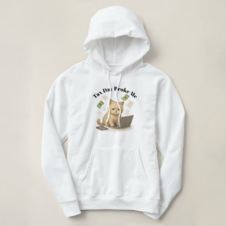 Funny Beige Minimal Stressed Cat Tax Day Hoodie