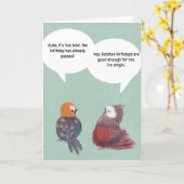 Funny Belated Birthday Kaart Cute Songbird Gekke (Gele Bloem)