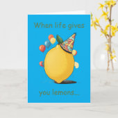 Funny Belated Birthday Message: Lemon Theme Kaart (Gele Bloem)