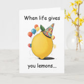 Funny Belated Birthday Message: Lemon Theme Kaart (Gele Bloem)