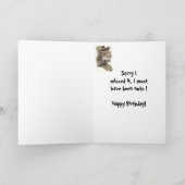 Funny Belated Birthday Squirrel Animal Card Kaart (Binnen)