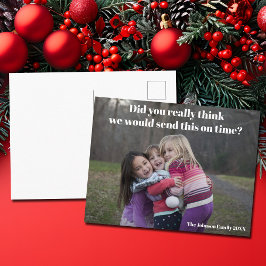 Funny Belated Kerstfamilie Foto Sarcastic Briefkaart
