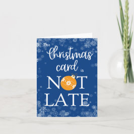 Funny Belated Kerstmis Hilarious Quote Retro Blue Feestdagen Kaart