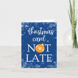 Funny Belated Kerstmis Hilarious Quote Retro Blue Feestdagen Kaart