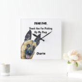 Funny Belgium Malinois Dad Waterverf Canine Art  Vierkante Klok (Huis)