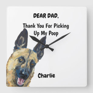 Funny Belgium Malinois Dad Waterverf Canine Art Vierkante Klok