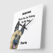 Funny Belgium Malinois Dad Waterverf Canine Art  Vierkante Klok (Hoek)