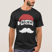 Funny Believe Santa Hat White Mustache Kinder Fami T-shirt (Voorkant)