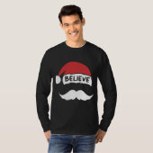 Funny Believe Santa Hat White Mustache Kinder T-shirt (Voorkant volledig)