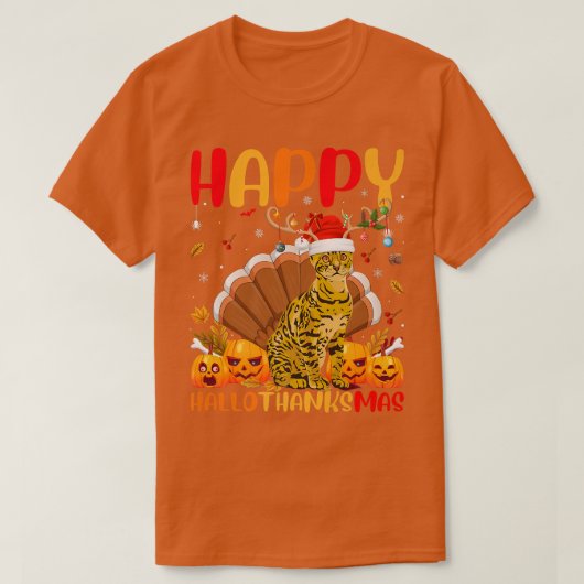 Funny Bengal Cat Lover Happy Bengal Cat HelloDank T-shirt (Design voorkant)