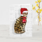 Funny Bengal-kerstkat Kaart (Gele Bloem)
