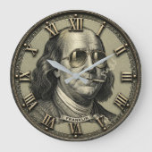 Funny Benjamin Franklin Money Art Vintage Grote Klok (Voorkant)