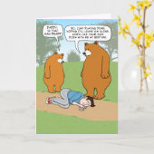 Funny Beren en Guy die Dood Birthday speelt Kaart (Gele Bloem)