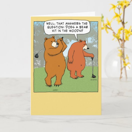 Funny Beren Golfing Birthday Kaart (Gele Bloem)