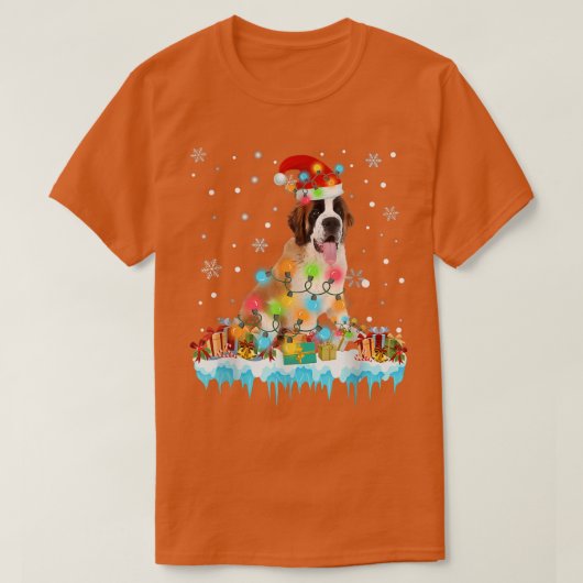 Funny Bernard Dog Tree kerstlampjes Pajam T-shirt (Design voorkant)